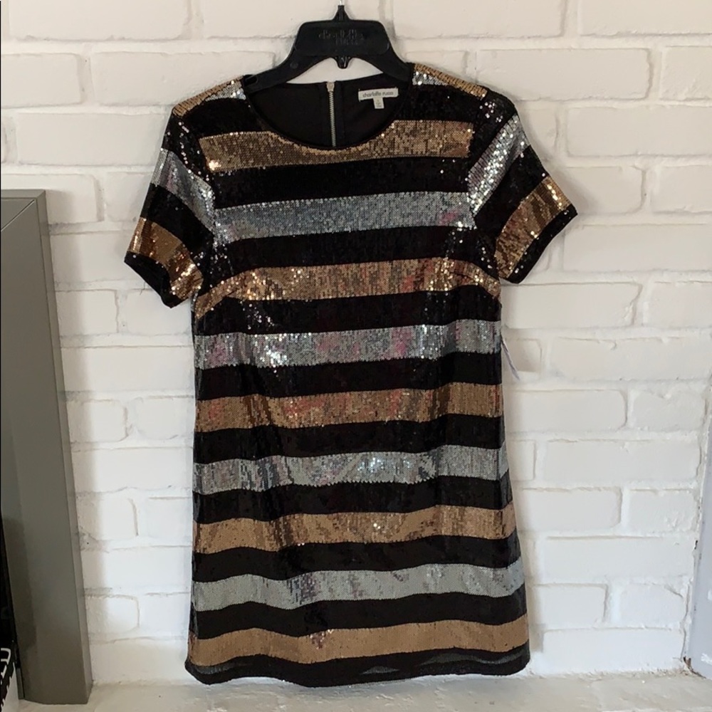 Stripped sequin shift dress